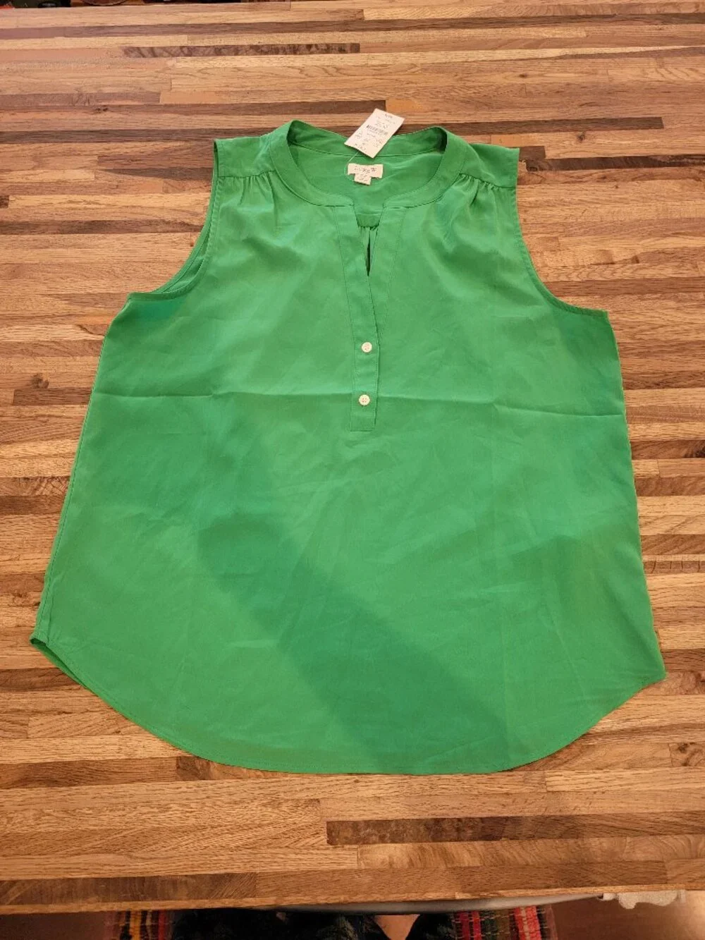 J.Crew Emerald Green Sleeveless V Neck Blouse/Top